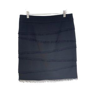 White House Black Market Skirt Women 6 Black Tailored Pencil Ruffled Stretch